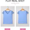 image:imageSHEWIN Womens Lace Tops Casual V Neck Short Sleeve Shirts Loose Tunic Top 2026Light Blue