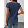 image:imageSHEWIN Womens Lace Tops Casual V Neck Short Sleeve Shirts Loose Tunic Top 2026Navy Blue