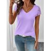 image:imageSHEWIN Womens Lace Tops Casual V Neck Short Sleeve Shirts Loose Tunic Top 2026Purple