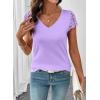 image:imageSHEWIN Womens Lace Tops Casual V Neck Short Sleeve Shirts Loose Tunic Top 2026Purple