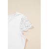 image:imageSHEWIN Womens Lace Tops Casual V Neck Short Sleeve Shirts Loose Tunic Top 2026White