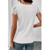 image:imageSHEWIN Womens Lace Tops Casual V Neck Short Sleeve Shirts Loose Tunic Top 2026White