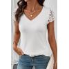 image:imageSHEWIN Womens Lace Tops Casual V Neck Short Sleeve Shirts Loose Tunic Top 2026White