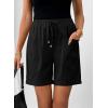 image:imageSHEWIN Womens Shorts Lightweight Bermuda Shorts for Women Casual 5 Inch Inseam Summer Linen Shorts with PocketsBlack