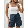 image:imageSHEWIN Womens Shorts Lightweight Bermuda Shorts for Women Casual 5 Inch Inseam Summer Linen Shorts with PocketsDirty Blue
