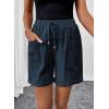 image:imageSHEWIN Womens Shorts Lightweight Bermuda Shorts for Women Casual 5 Inch Inseam Summer Linen Shorts with PocketsDirty Blue