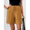 image:imageSHEWIN Womens Shorts Lightweight Bermuda Shorts for Women Casual 5 Inch Inseam Summer Linen Shorts with PocketsHoney Gold
