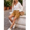 image:imageSHEWIN Womens Shorts Lightweight Bermuda Shorts for Women Casual 5 Inch Inseam Summer Linen Shorts with PocketsHoney Gold