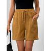 image:imageSHEWIN Womens Shorts Lightweight Bermuda Shorts for Women Casual 5 Inch Inseam Summer Linen Shorts with PocketsHoney Gold