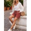 image:imageSHEWIN Womens Shorts Lightweight Bermuda Shorts for Women Casual 5 Inch Inseam Summer Linen Shorts with PocketsRusset Orange
