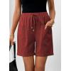 image:imageSHEWIN Womens Shorts Lightweight Bermuda Shorts for Women Casual 5 Inch Inseam Summer Linen Shorts with PocketsRusset Orange