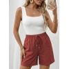 image:imageSHEWIN Womens Shorts Lightweight Bermuda Shorts for Women Casual 5 Inch Inseam Summer Linen Shorts with PocketsRusset Orange