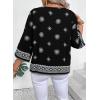 image:imageSHEWIN Womens Summer Tops Casual Retro Print V Neck 34 Sleeve Boho Vacation Blouses ShirtsBlack