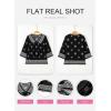 image:imageSHEWIN Womens Summer Tops Casual Retro Print V Neck 34 Sleeve Boho Vacation Blouses ShirtsBlack