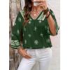 image:imageSHEWIN Womens Summer Tops Casual Retro Print V Neck 34 Sleeve Boho Vacation Blouses ShirtsGreen