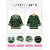 image:imageSHEWIN Womens Summer Tops Casual Retro Print V Neck 34 Sleeve Boho Vacation Blouses ShirtsGreen