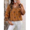 image:imageSHEWIN Womens Summer Tops Casual Retro Print V Neck 34 Sleeve Boho Vacation Blouses ShirtsKhaki