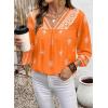 image:imageSHEWIN Womens Summer Tops Casual Retro Print V Neck 34 Sleeve Boho Vacation Blouses ShirtsOrange