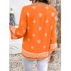 image:imageSHEWIN Womens Summer Tops Casual Retro Print V Neck 34 Sleeve Boho Vacation Blouses ShirtsOrange