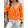 image:imageSHEWIN Womens Summer Tops Casual Retro Print V Neck 34 Sleeve Boho Vacation Blouses ShirtsOrange