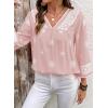 image:imageSHEWIN Womens Summer Tops Casual Retro Print V Neck 34 Sleeve Boho Vacation Blouses ShirtsPink