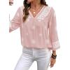 image:imageSHEWIN Womens Summer Tops Casual Retro Print V Neck 34 Sleeve Boho Vacation Blouses ShirtsPink