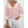 image:imageSHEWIN Womens Summer Tops Casual Retro Print V Neck 34 Sleeve Boho Vacation Blouses ShirtsPink
