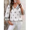 image:imageSHEWIN Womens Summer Tops Casual Retro Print V Neck 34 Sleeve Boho Vacation Blouses ShirtsWhite