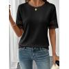 image:imageSHEWIN Womens T Shirts Crewneck Hollow Out Short Sleeve Blouses Tee Summer Tops for Women 2026Black