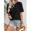 image:imageSHEWIN Womens T Shirts Crewneck Hollow Out Short Sleeve Blouses Tee Summer Tops for Women 2026Black