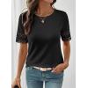 image:imageSHEWIN Womens T Shirts Crewneck Hollow Out Short Sleeve Blouses Tee Summer Tops for Women 2026Black