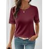 image:imageSHEWIN Womens T Shirts Crewneck Hollow Out Short Sleeve Blouses Tee Summer Tops for Women 2026Burgundy