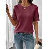 image:imageSHEWIN Womens T Shirts Crewneck Hollow Out Short Sleeve Blouses Tee Summer Tops for Women 2026Burgundy