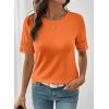 image:imageSHEWIN Womens T Shirts Crewneck Hollow Out Short Sleeve Blouses Tee Summer Tops for Women 2026Flamingo