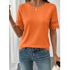 image:imageSHEWIN Womens T Shirts Crewneck Hollow Out Short Sleeve Blouses Tee Summer Tops for Women 2026Flamingo