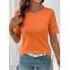 image:imageSHEWIN Womens T Shirts Crewneck Hollow Out Short Sleeve Blouses Tee Summer Tops for Women 2026Flamingo