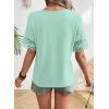 image:imageSHEWIN Womens T Shirts Crewneck Hollow Out Short Sleeve Blouses Tee Summer Tops for Women 2026Iceland Blue