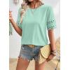image:imageSHEWIN Womens T Shirts Crewneck Hollow Out Short Sleeve Blouses Tee Summer Tops for Women 2026Iceland Blue