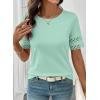 image:imageSHEWIN Womens T Shirts Crewneck Hollow Out Short Sleeve Blouses Tee Summer Tops for Women 2026Iceland Blue