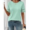 image:imageSHEWIN Womens T Shirts Crewneck Hollow Out Short Sleeve Blouses Tee Summer Tops for Women 2026Iceland Blue