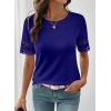 image:imageSHEWIN Womens T Shirts Crewneck Hollow Out Short Sleeve Blouses Tee Summer Tops for Women 2026Navy Blue