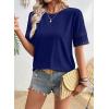 image:imageSHEWIN Womens T Shirts Crewneck Hollow Out Short Sleeve Blouses Tee Summer Tops for Women 2026Navy Blue