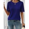 image:imageSHEWIN Womens T Shirts Crewneck Hollow Out Short Sleeve Blouses Tee Summer Tops for Women 2026Navy Blue