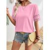 image:imageSHEWIN Womens T Shirts Crewneck Hollow Out Short Sleeve Blouses Tee Summer Tops for Women 2026Pink
