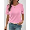image:imageSHEWIN Womens T Shirts Crewneck Hollow Out Short Sleeve Blouses Tee Summer Tops for Women 2026Pink