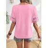 image:imageSHEWIN Womens T Shirts Crewneck Hollow Out Short Sleeve Blouses Tee Summer Tops for Women 2026Pink