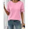 image:imageSHEWIN Womens T Shirts Crewneck Hollow Out Short Sleeve Blouses Tee Summer Tops for Women 2026Pink
