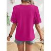 image:imageSHEWIN Womens T Shirts Crewneck Hollow Out Short Sleeve Blouses Tee Summer Tops for Women 2026Rose Red