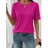 image:imageSHEWIN Womens T Shirts Crewneck Hollow Out Short Sleeve Blouses Tee Summer Tops for Women 2026Rose Red