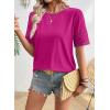 image:imageSHEWIN Womens T Shirts Crewneck Hollow Out Short Sleeve Blouses Tee Summer Tops for Women 2026Rose Red